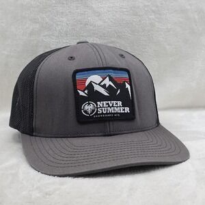 Never Summer Hat Cap Snap Back Adjustable Gray Mesh Trucker Patch Snowboard Mens